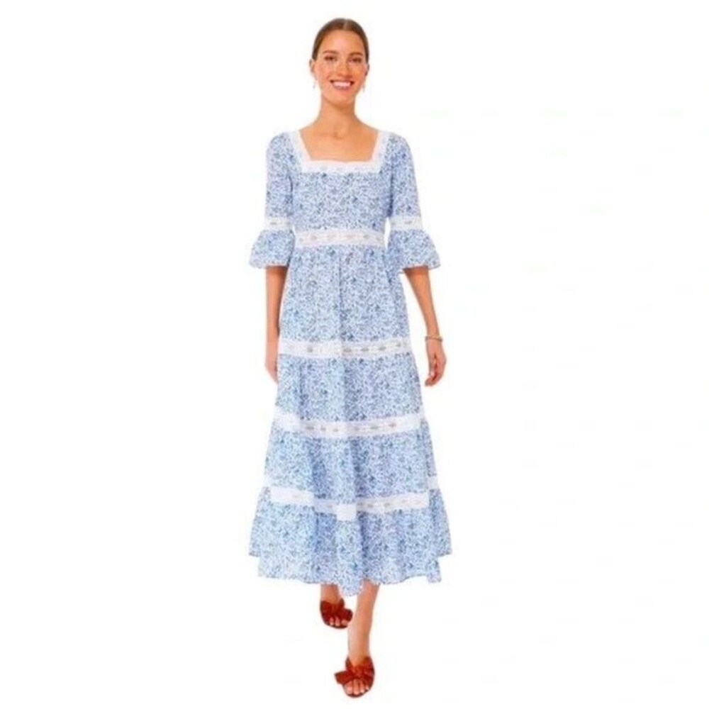 Tuckernuck Pink City Prints Women’s L Celine Sky Chintz Dress Cottagecore Floral - Picture 2 of 3